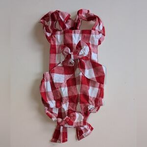 Red and White Checkered Baby Romper